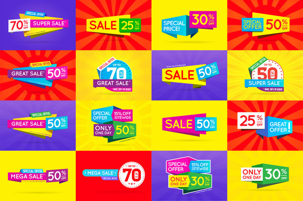 Set of Sale Signs, Banners, Posters, Cards. Vector. - Vector, Image