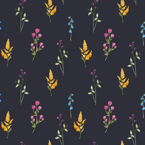 Watercolor spring floral vector pattern - Vetor, Imagem