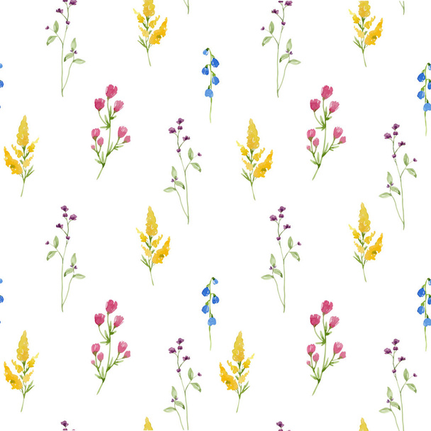 Watercolor spring floral vector pattern - Vektör, Görsel
