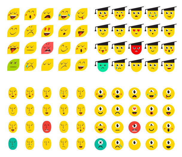Grote Set van Emoticons of Emoji voor apparaten. Vectorillustratie. - Vector, afbeelding