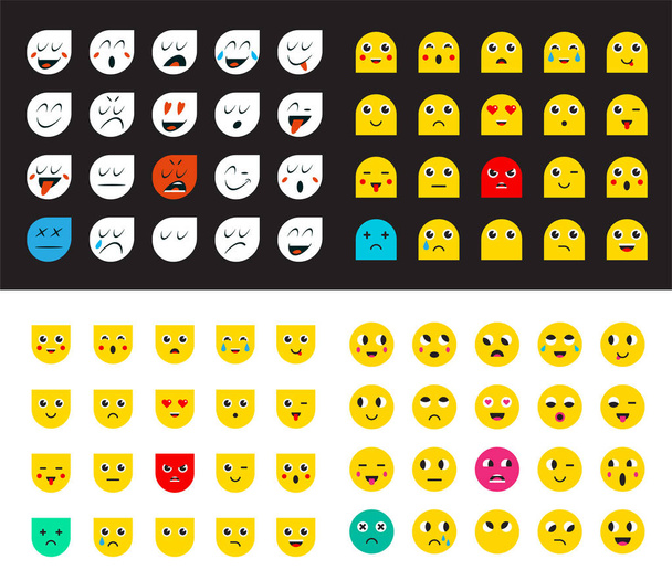 Μεγάλο σύνολο των Emoticons Emoji για συσκευές. Εικονογράφηση διάνυσμα. - Διάνυσμα, εικόνα