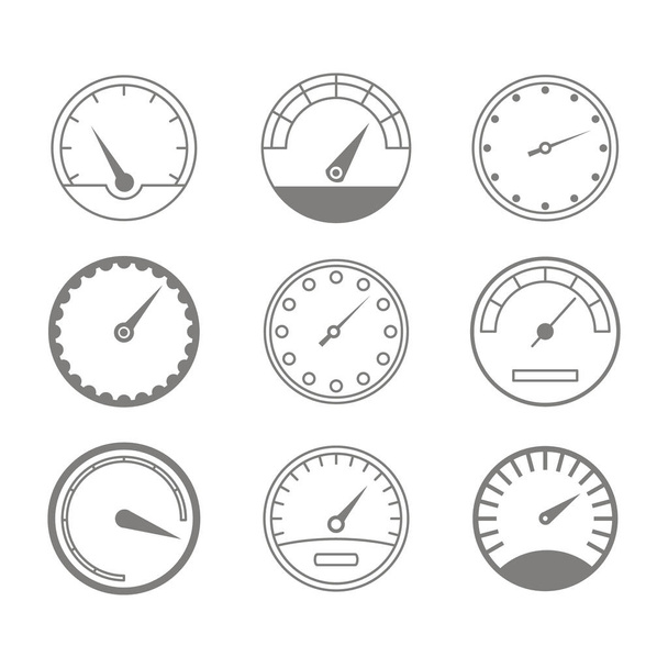 Set of monochrome icons with speedometers for your design - Vettoriali, immagini