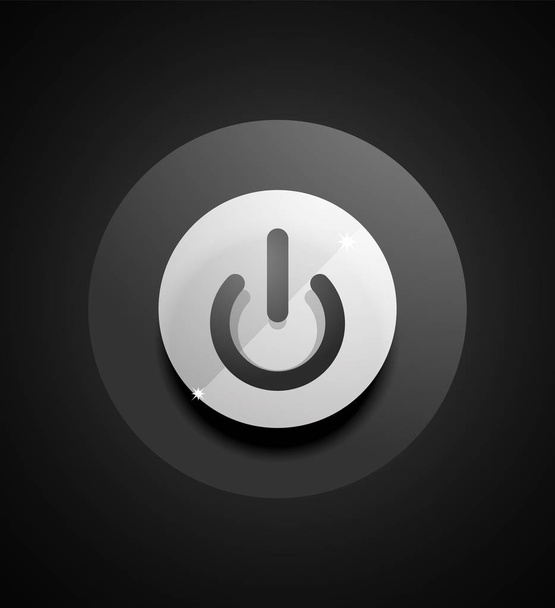 Glass transparent effect power start button, on off icon, vector UI or app symbol design - Вектор,изображение