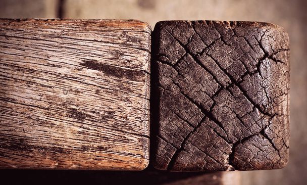 Wooden texture, bench backrest fragment from above - Foto, imagen