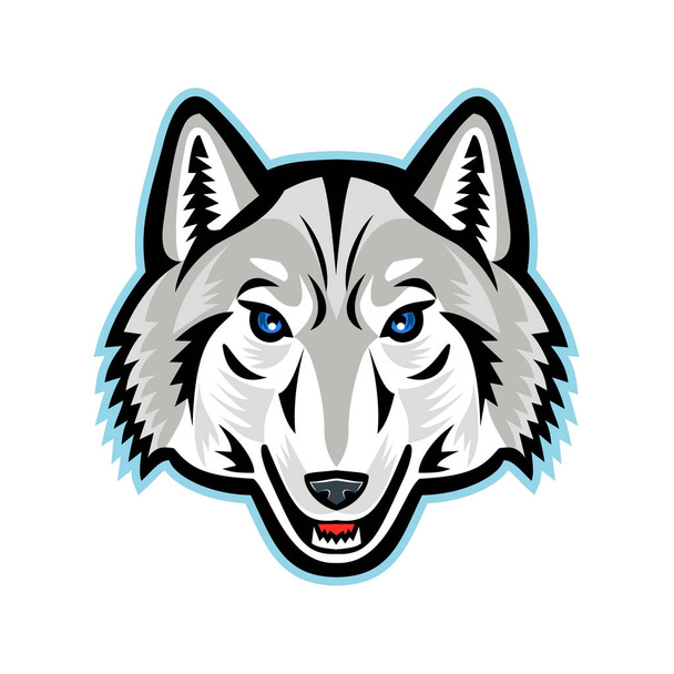 Artic Wolf hoofd Front mascotte - Vector, afbeelding