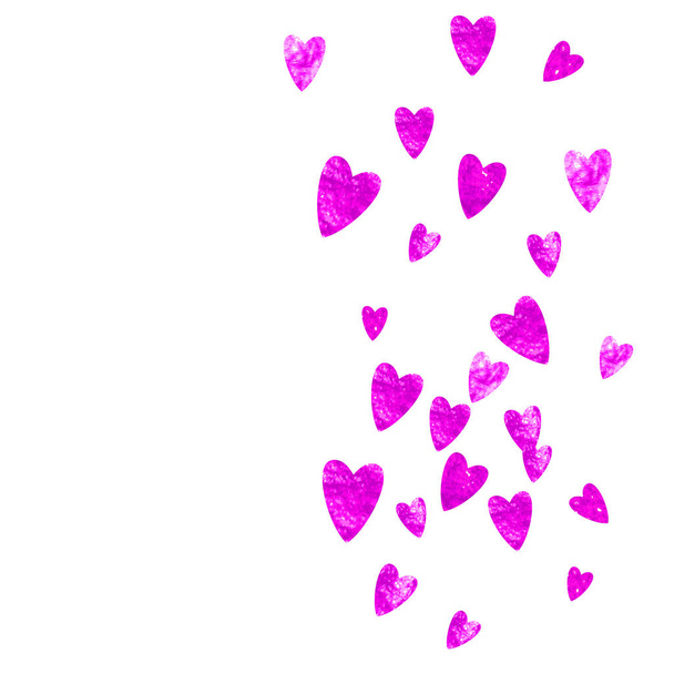 Mothers day background with pink glitter confetti. Isolated hear - Vector, Image