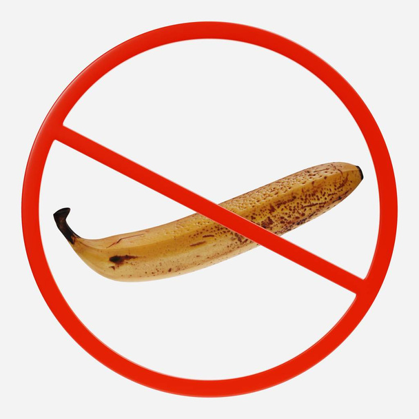 3D Render of Prohibition Sign con Banana
 - Foto, imagen