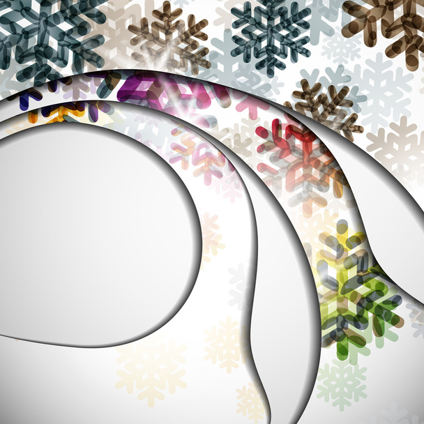 Layered abstract background with snowflakes image - Vector, Image