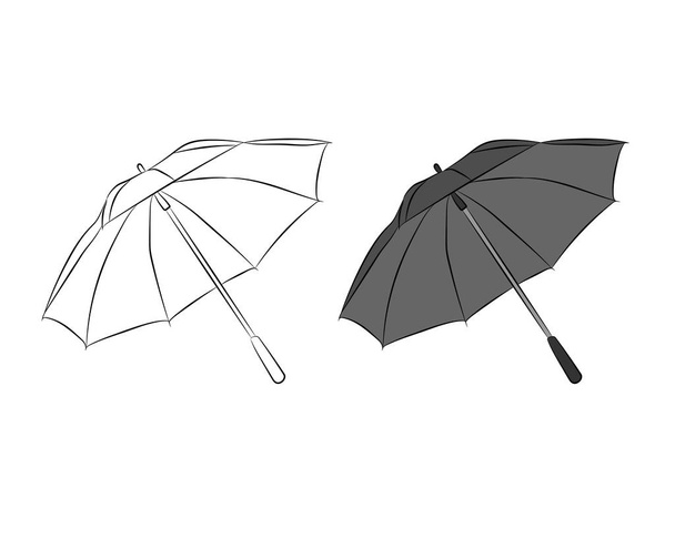 черный зонт рисунок карандашом
 - Вектор,изображение