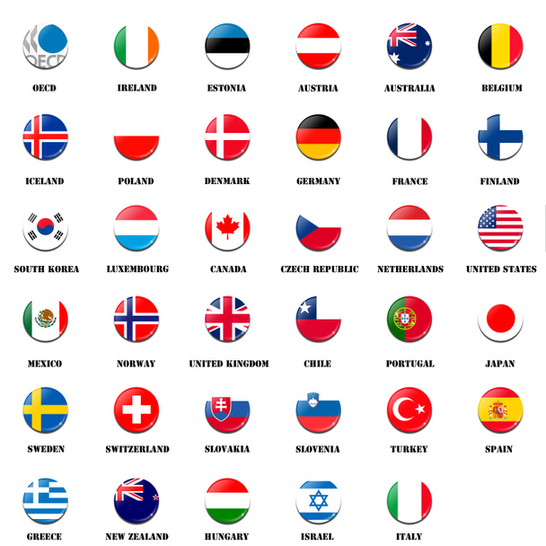 National flag ball of OECD members - Фото, изображение
