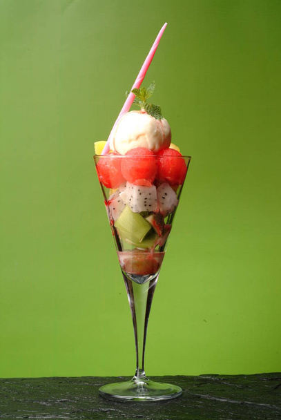 Closeup shot of tasty and sweet ice cream. Delicious portion of ice-cream - Фото, изображение