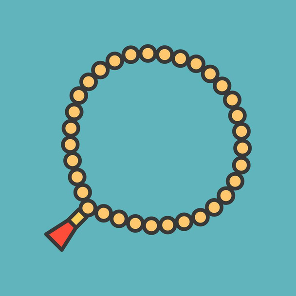 prayer beads 33 beads, known as well as tasbih or misbaha, muslim ornaments filled outline icon - Vector, Image