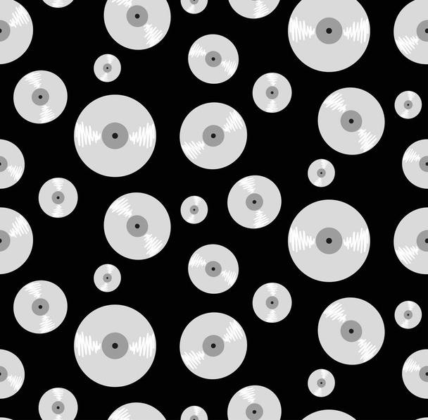 Patrón con placas de música plateada en negro
 - Vector, Imagen