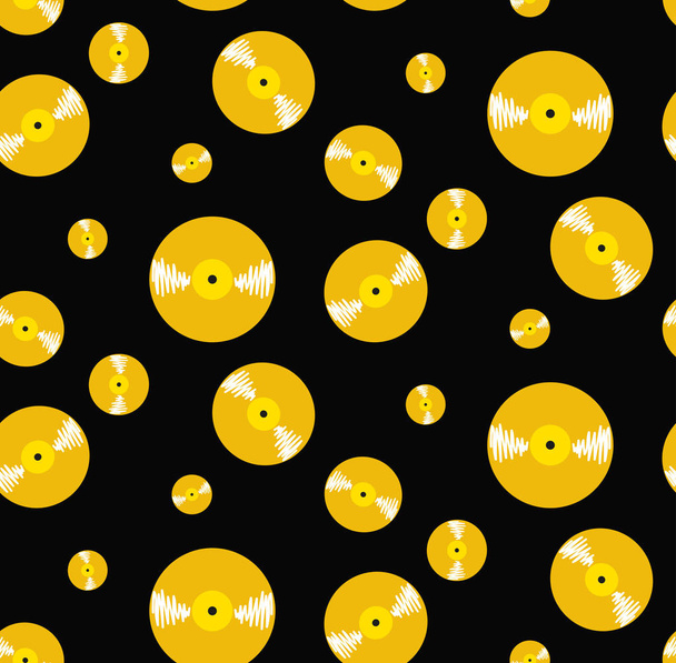 Muster mit goldenen Notenblättern auf schwarz - Vektor, Bild