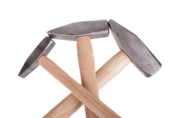 Set of three hammers, isolated on white. - Photo, Image