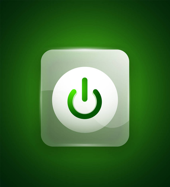 Vidro botão de início de energia de efeito transparente, no ícone off, interface de usuário vetorial ou design de símbolo de aplicativo
 - Vetor, Imagem