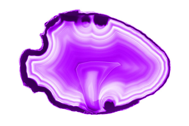Fond abstrait, minéral de tranche ronde d'agate ultraviolette isolé sur blanc
 - Photo, image
