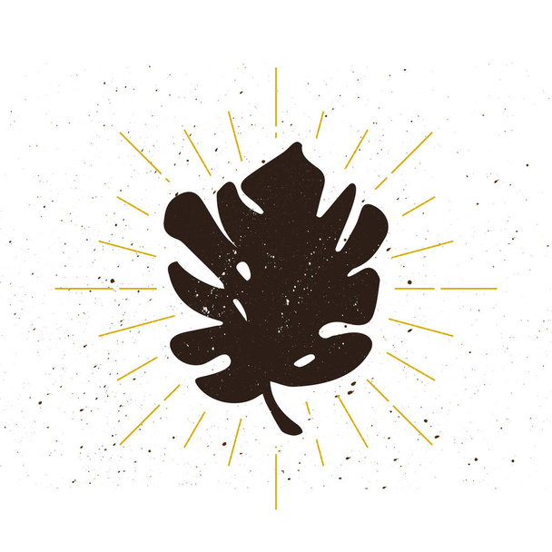 Logotipo de silhueta de folhas tropicais retro
 - Vetor, Imagem
