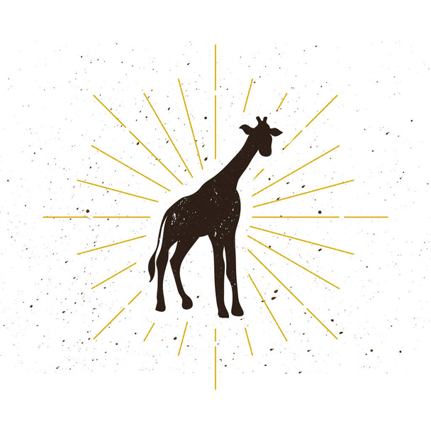 Retro giraffe silhouette logo - Vector, Image