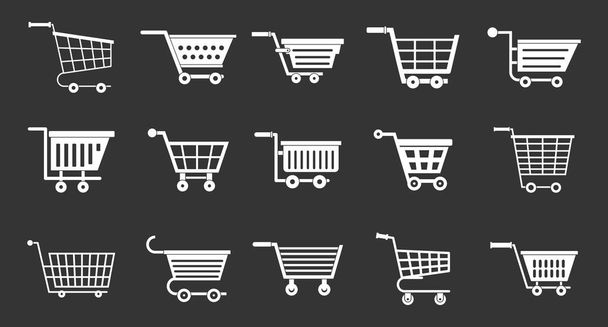 Shop cart icon set grey vector - Vector, Image