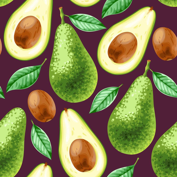 Vector seamless background with avocado - Vector, Image