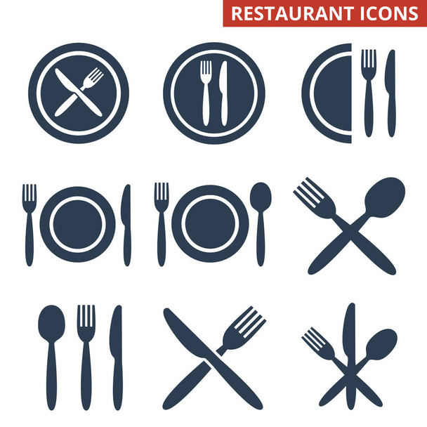 Iconos de restaurante sobre fondo blanco. - Vector, imagen