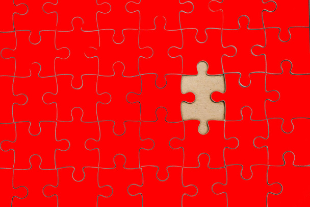 top view.business background red jigsaw with copy space. image f - Foto, Bild