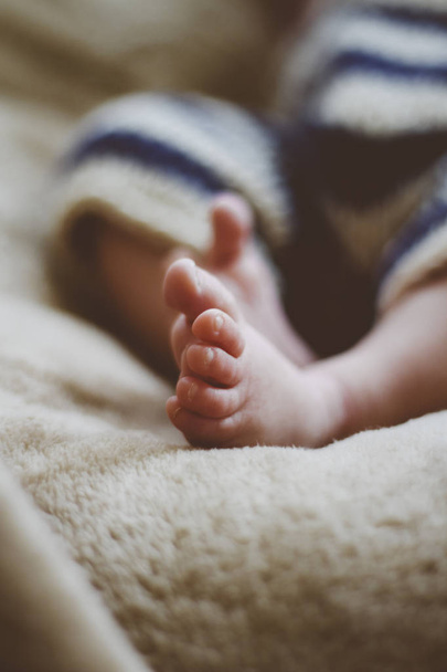 a close up of baby boy feet.  - Фото, изображение