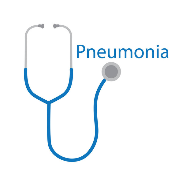 Pneumonia text and stethoscope icon- vector illustration - Vector, Image