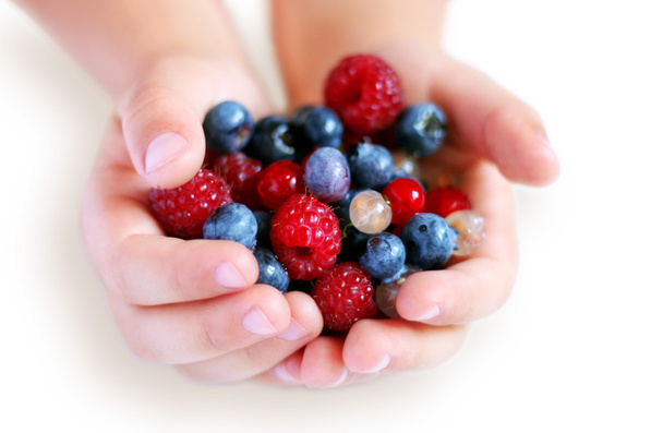 Çocuk elleri ile yaz meyveleri - Fotoğraf, Görsel