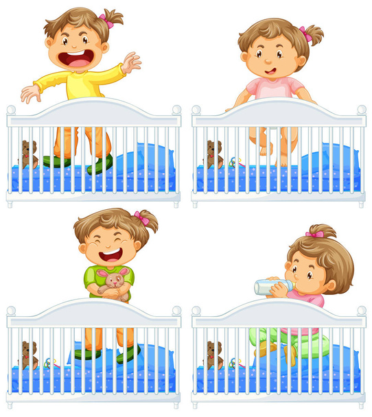 Babys in der Krippe auf weißem Hintergrund - Vektor, Bild