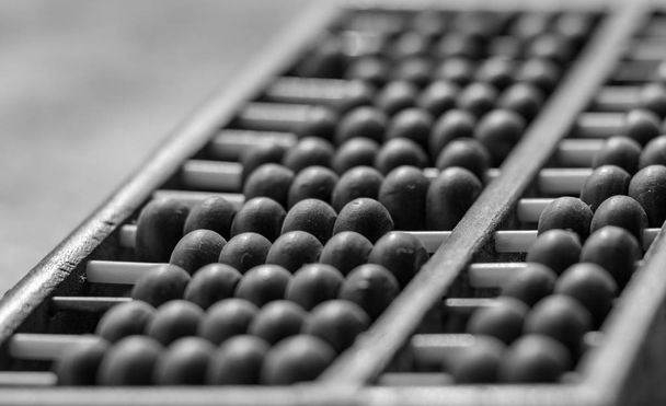 Old Abacus on cement background in black and white style - Φωτογραφία, εικόνα