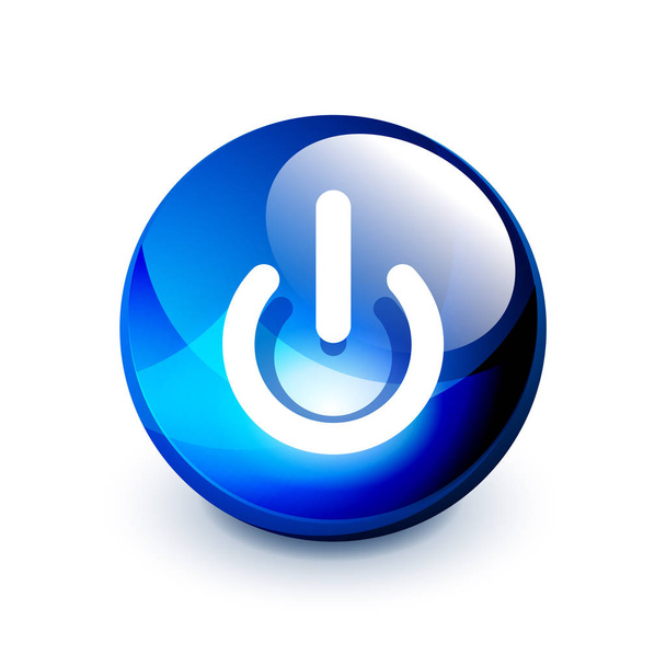 Синий значок кнопки питания, символ запуска
 - Вектор,изображение