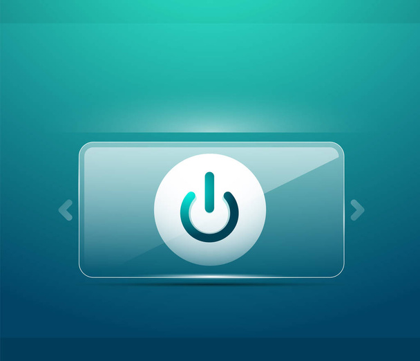 Botón de encendido de efecto transparente de vidrio, icono apagado, interfaz de usuario vectorial o diseño de símbolo de aplicación
 - Vector, Imagen