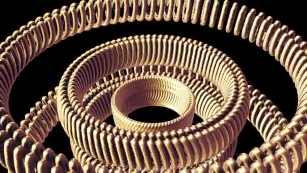 bewegte goldene Metallzahnräder Kettenelemente nahtlose Schleifenanimation 3D-Bewegungs-Grafiken Hintergrund neue Qualität industrieller Techno-Bau futuristisch cool schöne freudige Videoaufnahmen - Filmmaterial, Video