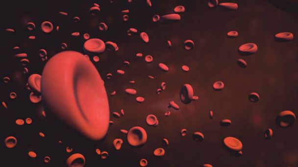 animacja 3D czerwonych ciałek krwi przepływającej przez tętnicy. Animacja czerwonych ciałek krwi przepływającej przez żyły. Komórek krwi w tętnicy - Zdjęcie, obraz