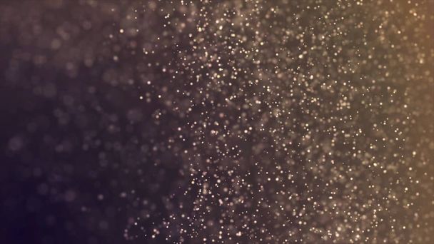 Glittering particles sparkle and drift along. Abstract background with shining bokeh sparkles. Abstract golden bokeh particles. Animation of points in space - Photo, Image