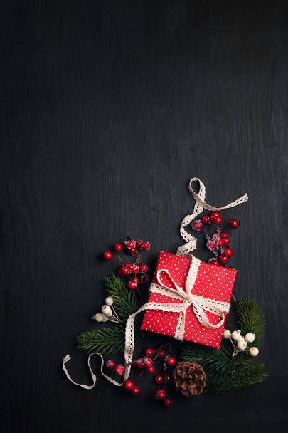 Rama dekoracji świątecznej z kartą za tekst. Xmas karty, zaproszenia, komercyjnych koncepcja - Zdjęcie, obraz
