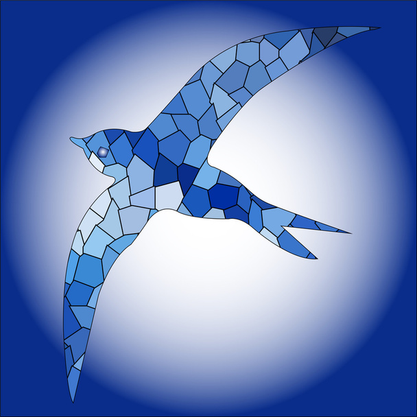 Golondrina pájaro azul mosaico de color
 - Vector, imagen