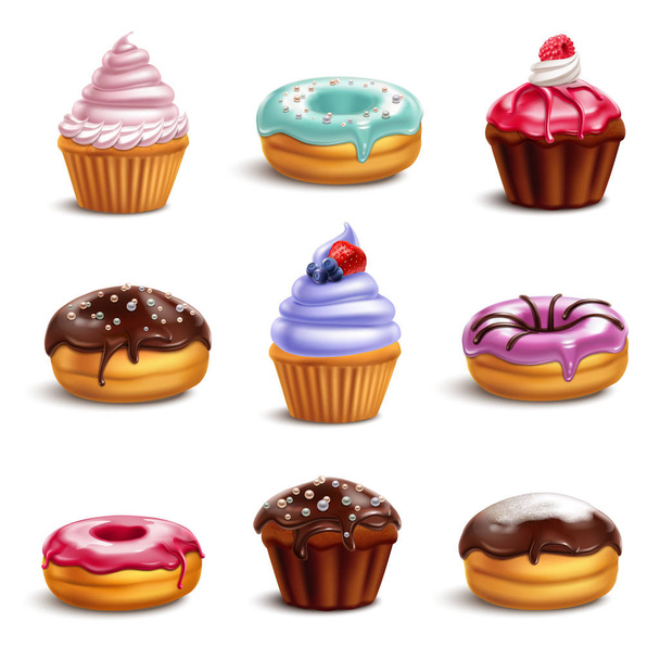 Conjunto de iconos de galletas dulces
 - Vector, Imagen