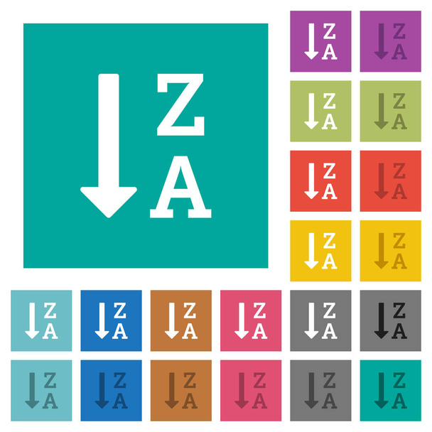 Alfabéticamente descendente ordenada lista cuadrada plana iconos multicolores
 - Vector, Imagen