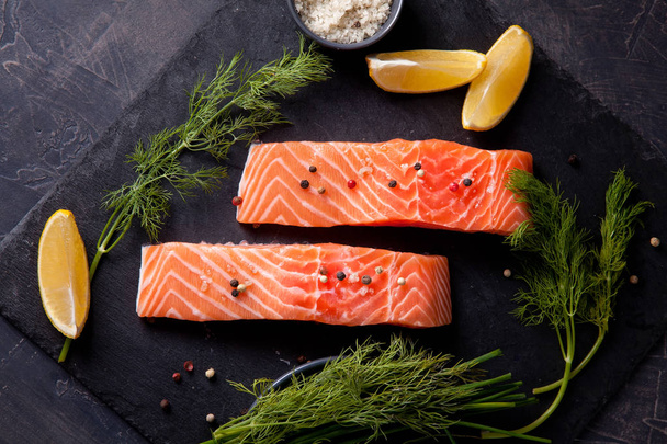 Fresh organic salmon ready for cooking - 写真・画像