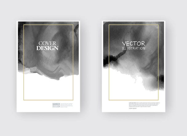 Elegant brochure template design with ink brush elements. Abstract decoration. Vector illustration. - Vector, Imagen