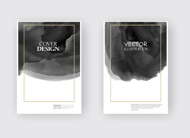 Elegant brochure template design with ink brush elements. Abstract decoration. Vector illustration. - Vektor, obrázek