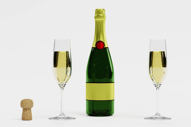 Realista 3D renderizado de vino y corcho
 - Foto, Imagen