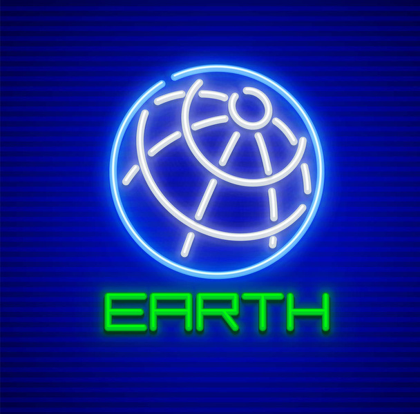 Глобус планети Земля неонові значок символ - Вектор, зображення