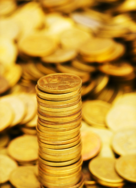 Stack of golden coins isolated - Photo, Image
