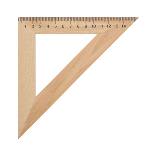 Ciencia y educación - Conjunto de madera triángulo cuadrado aislado
 - Foto, Imagen