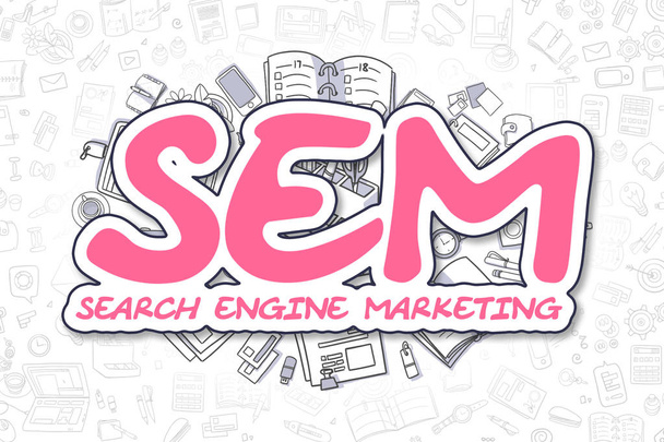 Sem - Cartoon Magenta Word. Business Concept. - Photo, Image