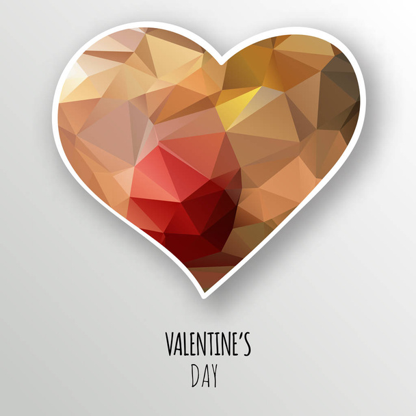 Vector brown crystal heart isolated on white background. Geometric rumpled triangular low poly style gradient graphic illustration. Polygonal badge design for your business. - Vecteur, image